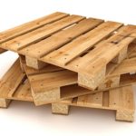 Stack of wooden pallets.